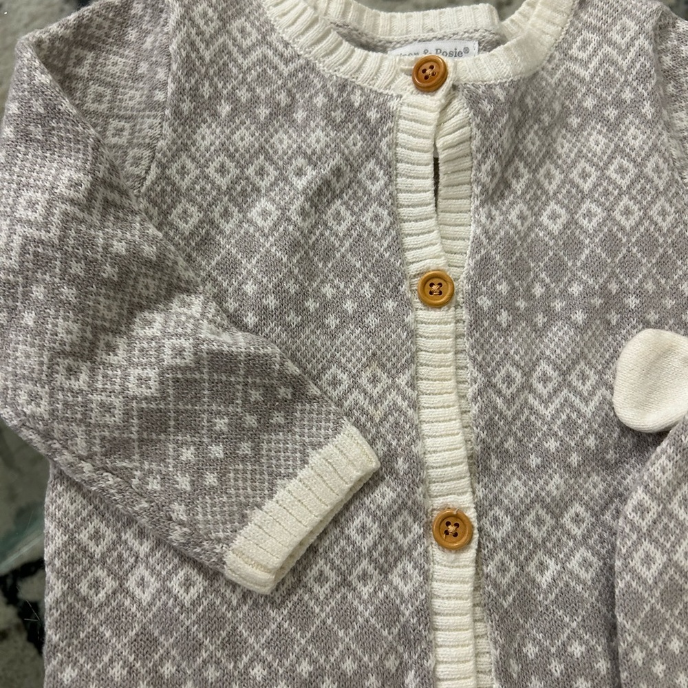 Knit sleeper with Wooden Buttons and Matching Beanie